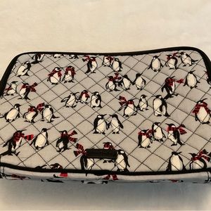 Vera Bradley Large Blush and Brush Makeup Case in Playful Penguin Gray